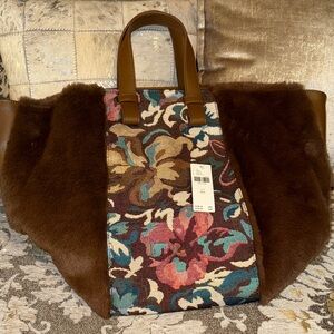 Anthropologie Elegant Floral Patterned Tote Bag
